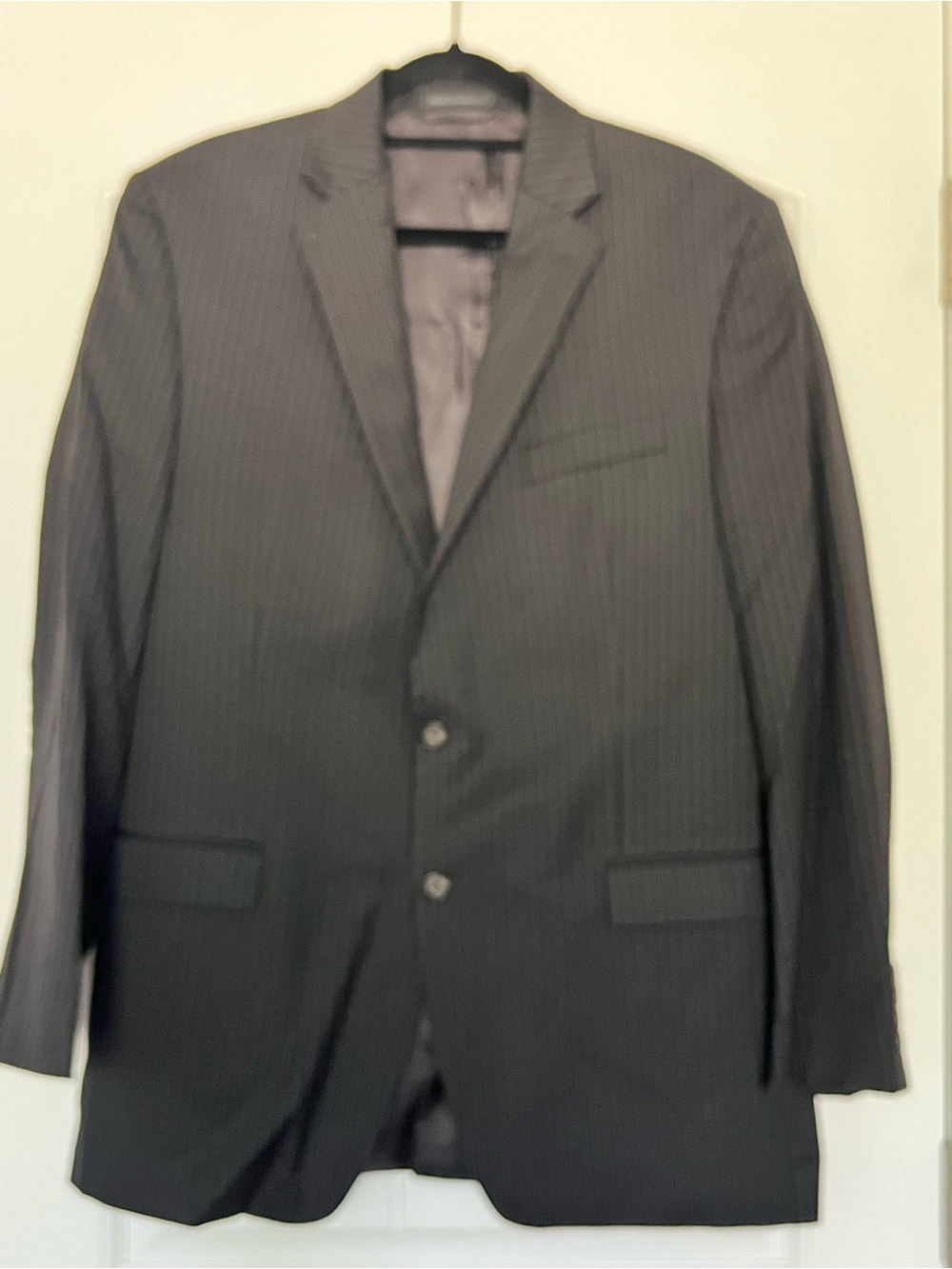Lauren Ralph Lauren Black Pinstripe Two-Button Suit Jacket SEE MEASUREMENTS